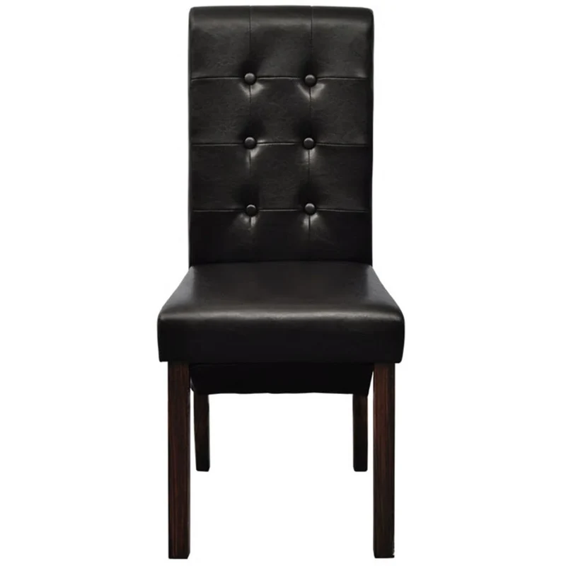Lot de 2 chaises de salle à manger cuisine dossier capitonné en synthétique marron CDS020735