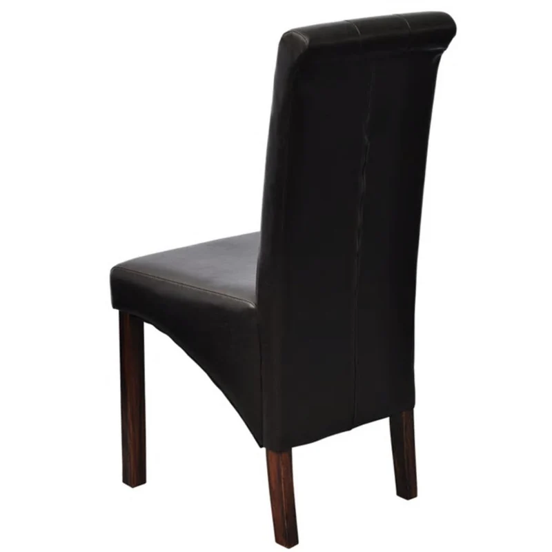 Lot de 2 chaises de salle à manger cuisine dossier capitonné en synthétique marron CDS020735
