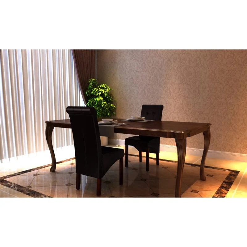 Lot de 2 chaises de salle à manger cuisine dossier capitonné en synthétique marron CDS020735
