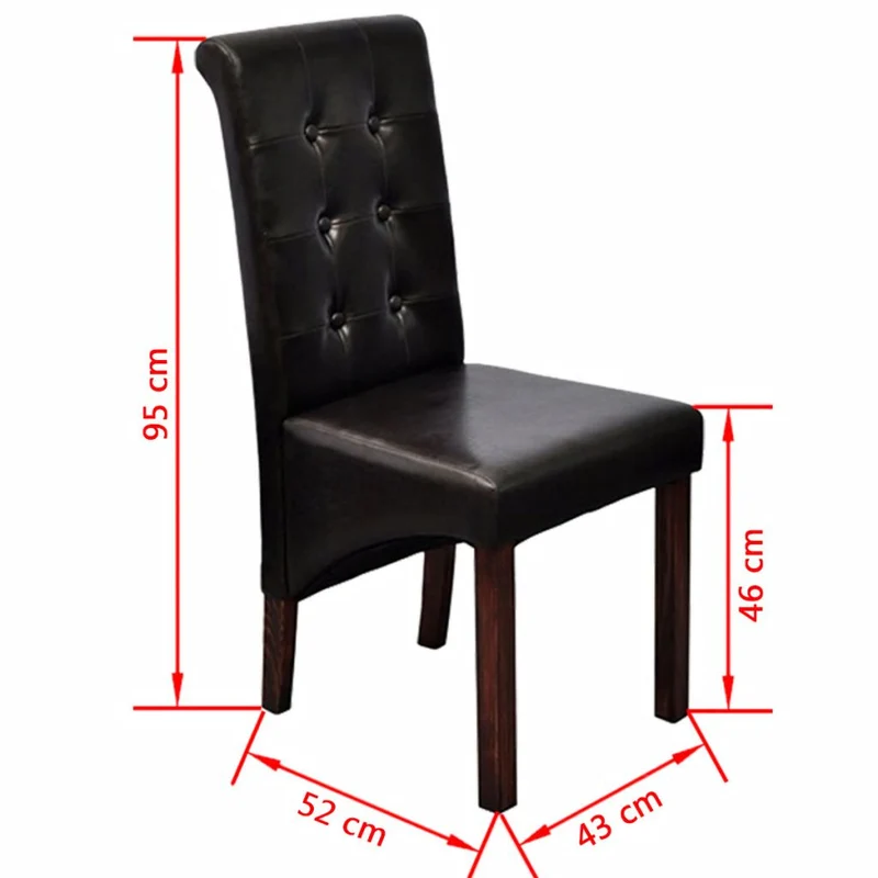 Lot de 2 chaises de salle à manger cuisine dossier capitonné en synthétique marron CDS020735