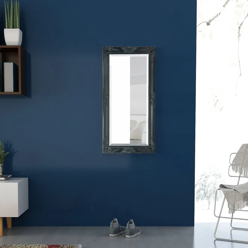 Miroir mural Style baroque 100 x 50 cm Noir DEC022653