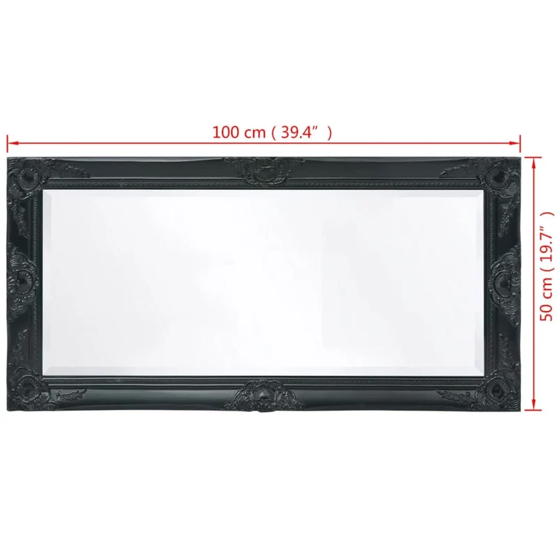 Miroir mural Style baroque 100 x 50 cm Noir DEC022653