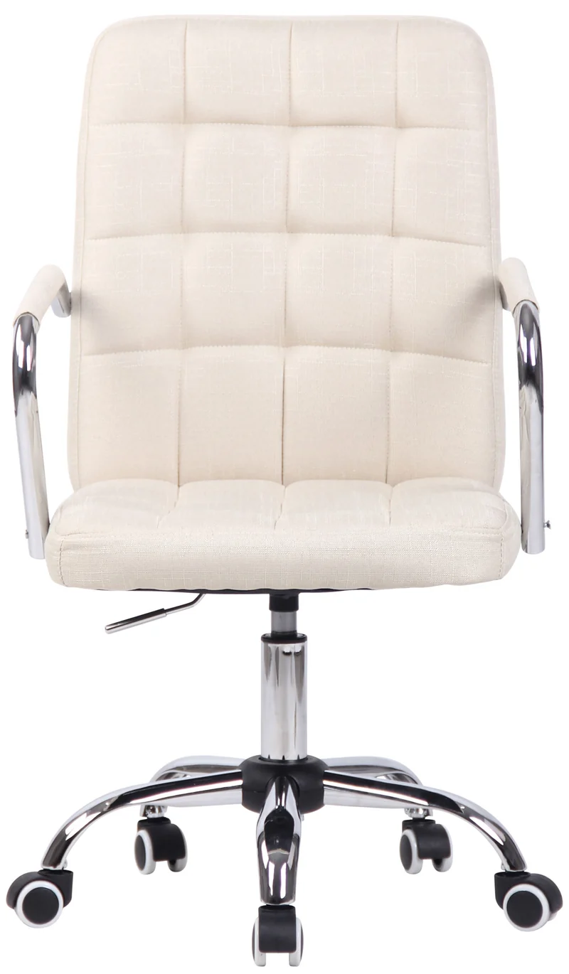Chaise de bureau sur roulettes moderne et confortable en tissu crème BUR10636