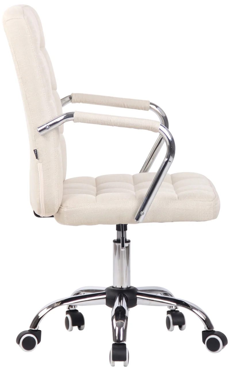 Chaise de bureau sur roulettes moderne et confortable en tissu crème BUR10636
