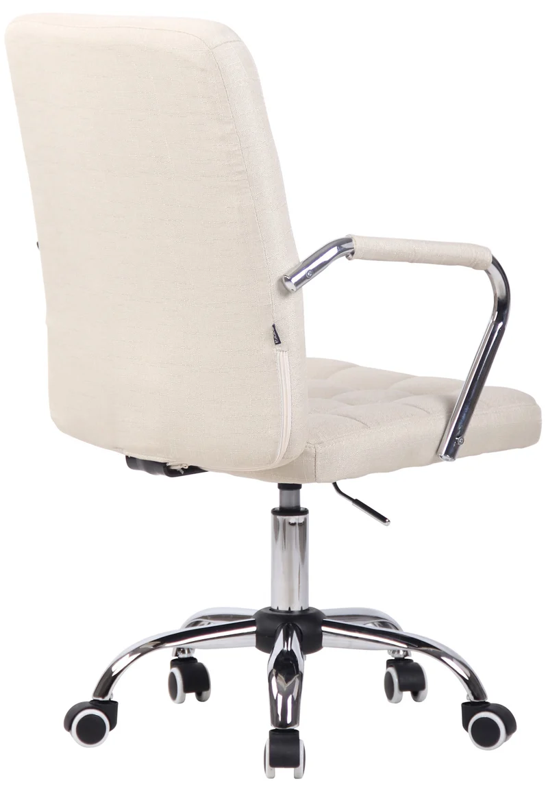 Chaise de bureau sur roulettes moderne et confortable en tissu crème BUR10636