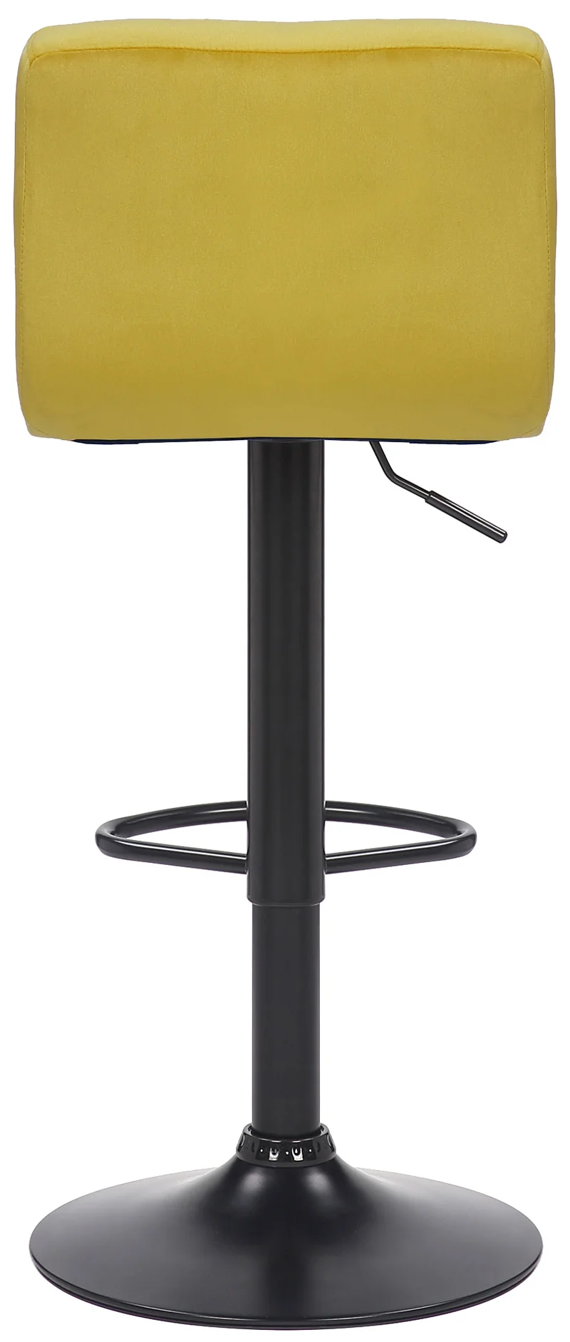 Tabouret de bar en velours jaune avec pieds en métal noir assise rembourée repose-pieds pivotant TDB10182