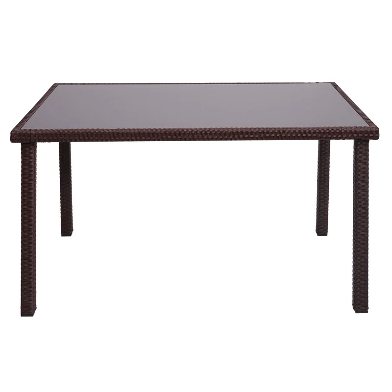 Table de jardin balcon 120x75cm en polyrotin marron 04_0005069