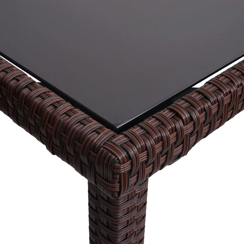 Table de jardin balcon 120x75cm en polyrotin marron 04_0005069