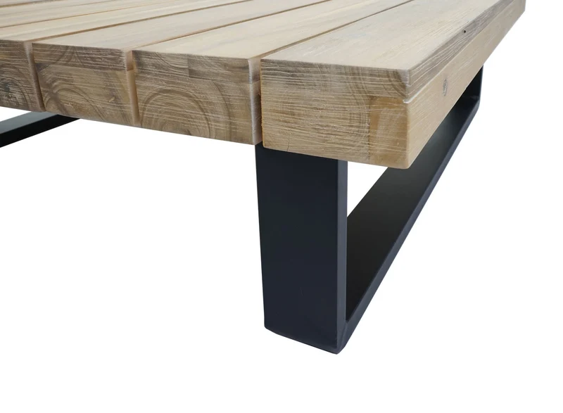 Salon de jardin terrasse balcon luxe ensemble canapé table en bois FSC certifié coussin gris clair 04_0003261