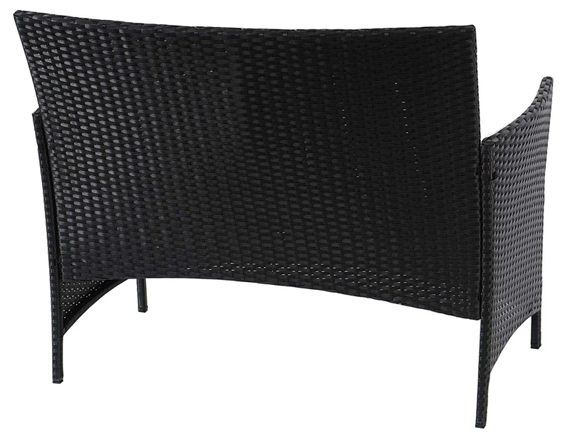 Banc de jardin banquette en polyrotin anthracite chiné avec coussin gris MDJ04135