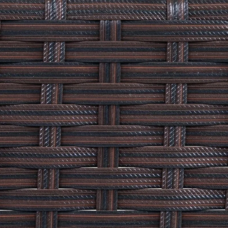 Banc de jardin banquette en polyrotin marron chiné avec coussin crème MDJ04136