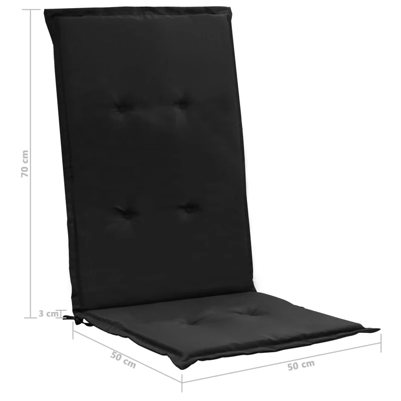 lot de 2 coussins de chaise de jardin 100% polyester noir 120 x 50 x 3 cm DEC021666