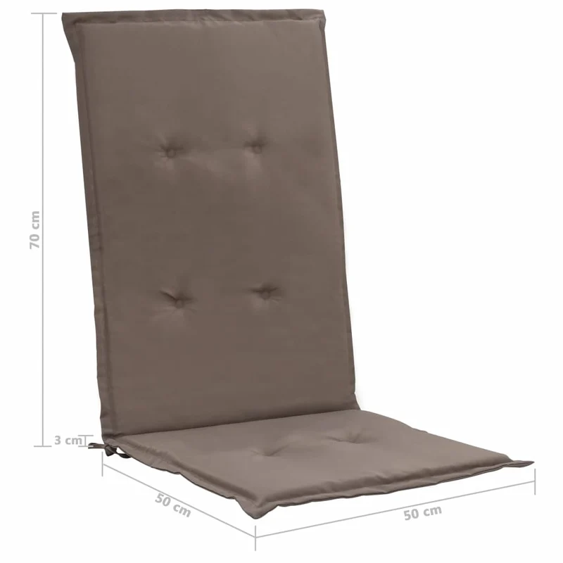 lot de 2 coussins de chaise de jardin 100% polyester imperméable taupe 120 x 50 x 3 cm DEC021668