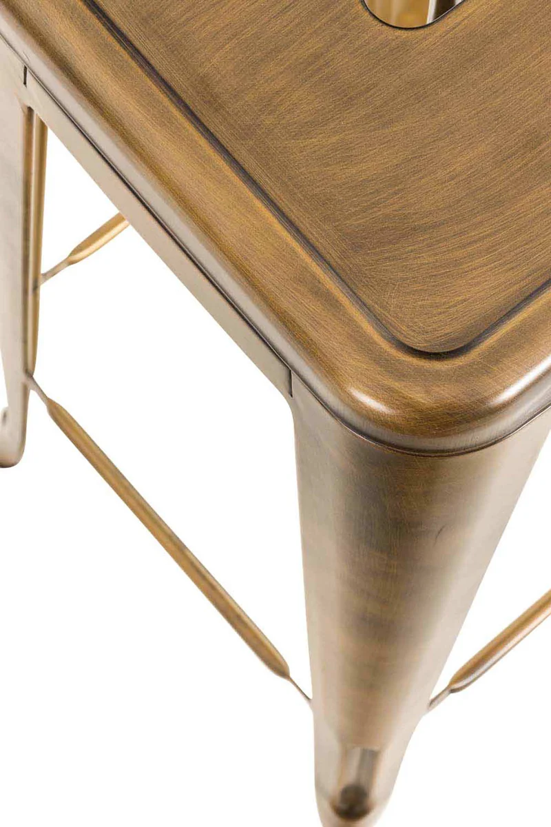 Lot de 4 tabourets de bar style industriel avec repose-pieds en métal doré 10_0000938