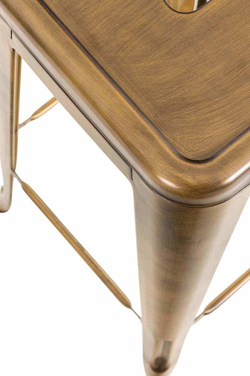 Tabouret de bar style industriel en métal doré 10_0000242