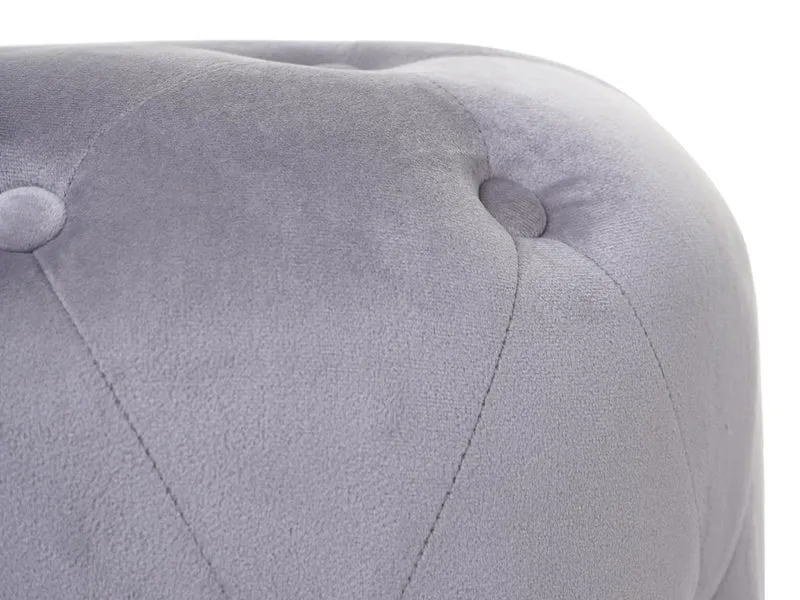 Tabouret pouf capitonné 42x39cm velours gris clair 04_0005335