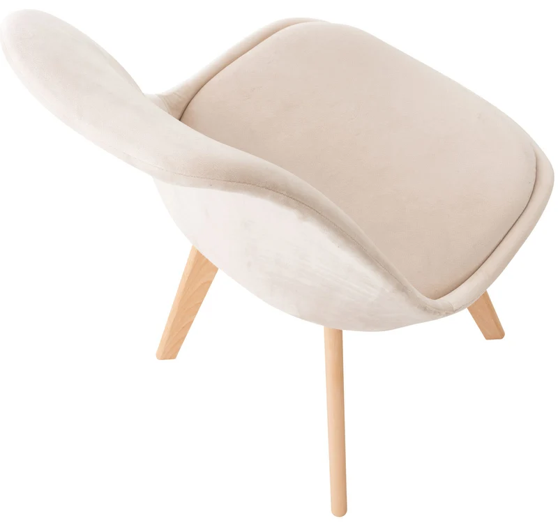 Lot de 4 chaises de salle à manger design scandinave en tissu velours beige pieds bois clair CDS10379