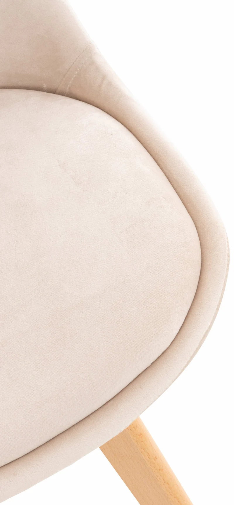 Lot de 4 chaises de salle à manger design scandinave en tissu velours beige pieds bois clair CDS10379