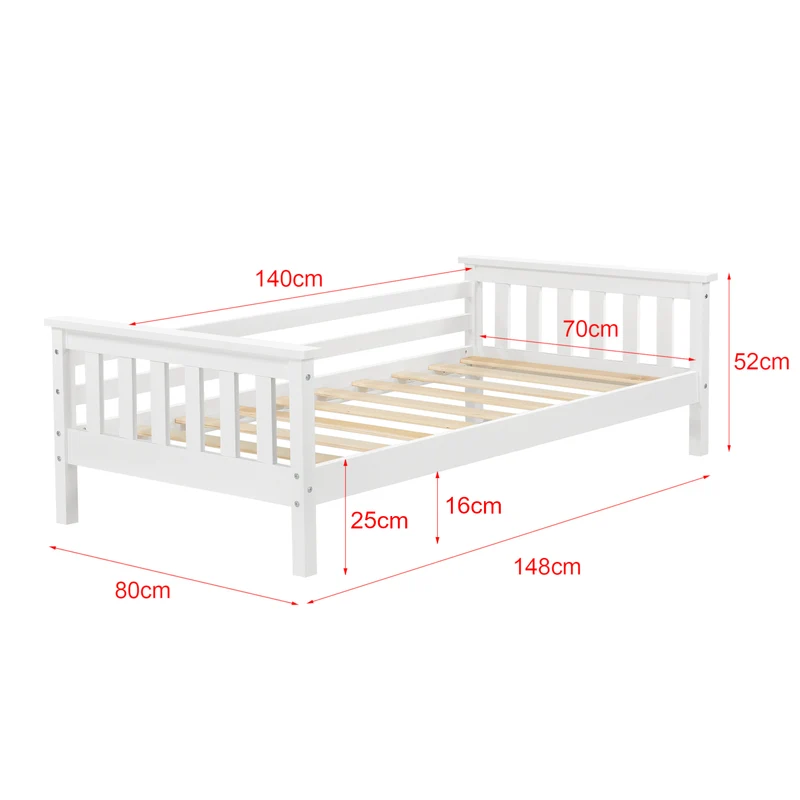 Lit pour enfant avec matelas et sommier bois de pin blanc 70 x 140 cm 03_0005449