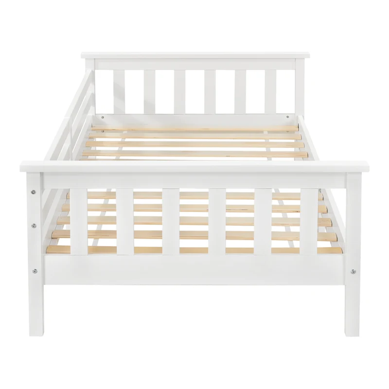 Lit pour enfant avec sommier à lattes structure en bois de pin blanc 70 x 140 cm 03_0005447