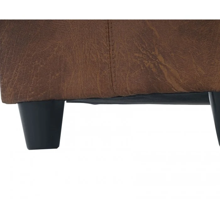 Banc banquette coffre de rangement synthétique marron vieilli 112x45x45cm BAN04005