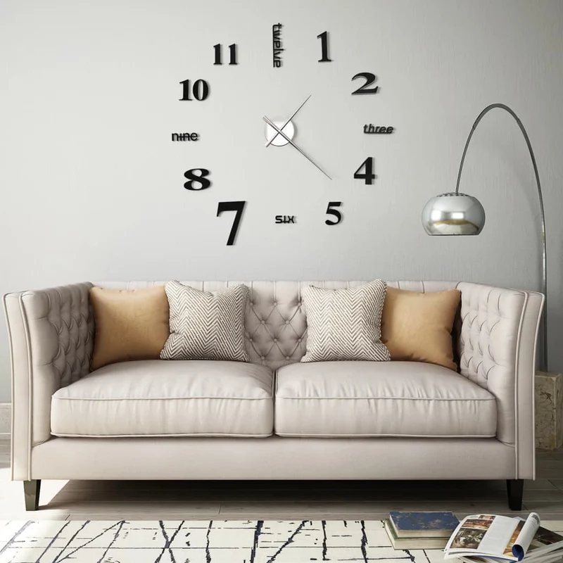 Horloge murale 3D Design moderne 100 cm XXL Noir DEC022266