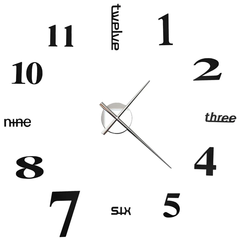 Horloge murale 3D Design moderne 100 cm XXL Noir DEC022266