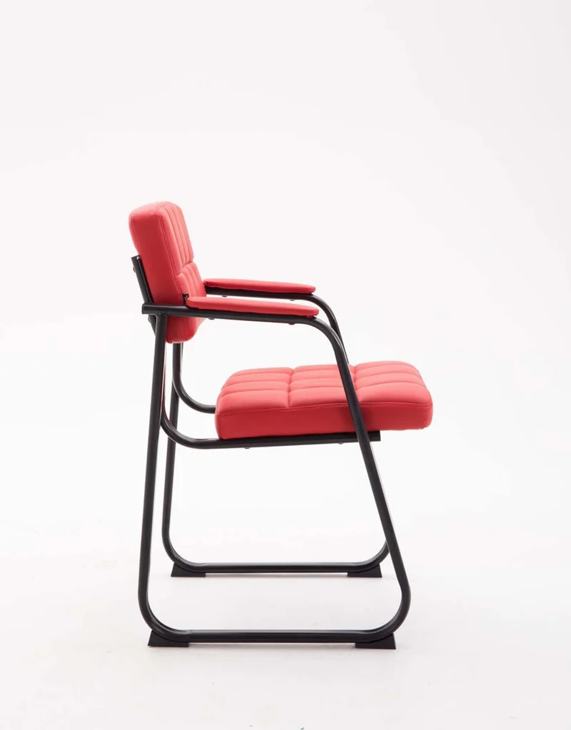 Chaise visiteur fauteuil de bureau sans roulette synthétique rouge BUR10229