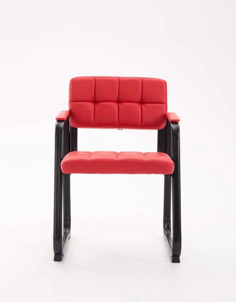 Chaise visiteur fauteuil de bureau sans roulette synthétique rouge BUR10229