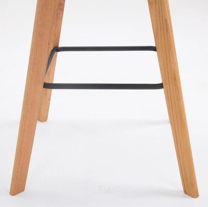 Lot de 2 tabourets de bar style scandinave avec dossier en similicuir gris et structure en bois naturel 10_0006372