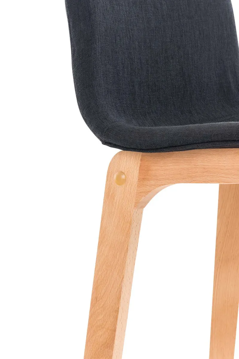 Lot de 2 tabourets de bar design avec structure de 4 pieds en bois et assise en tissu noir 10_0004214