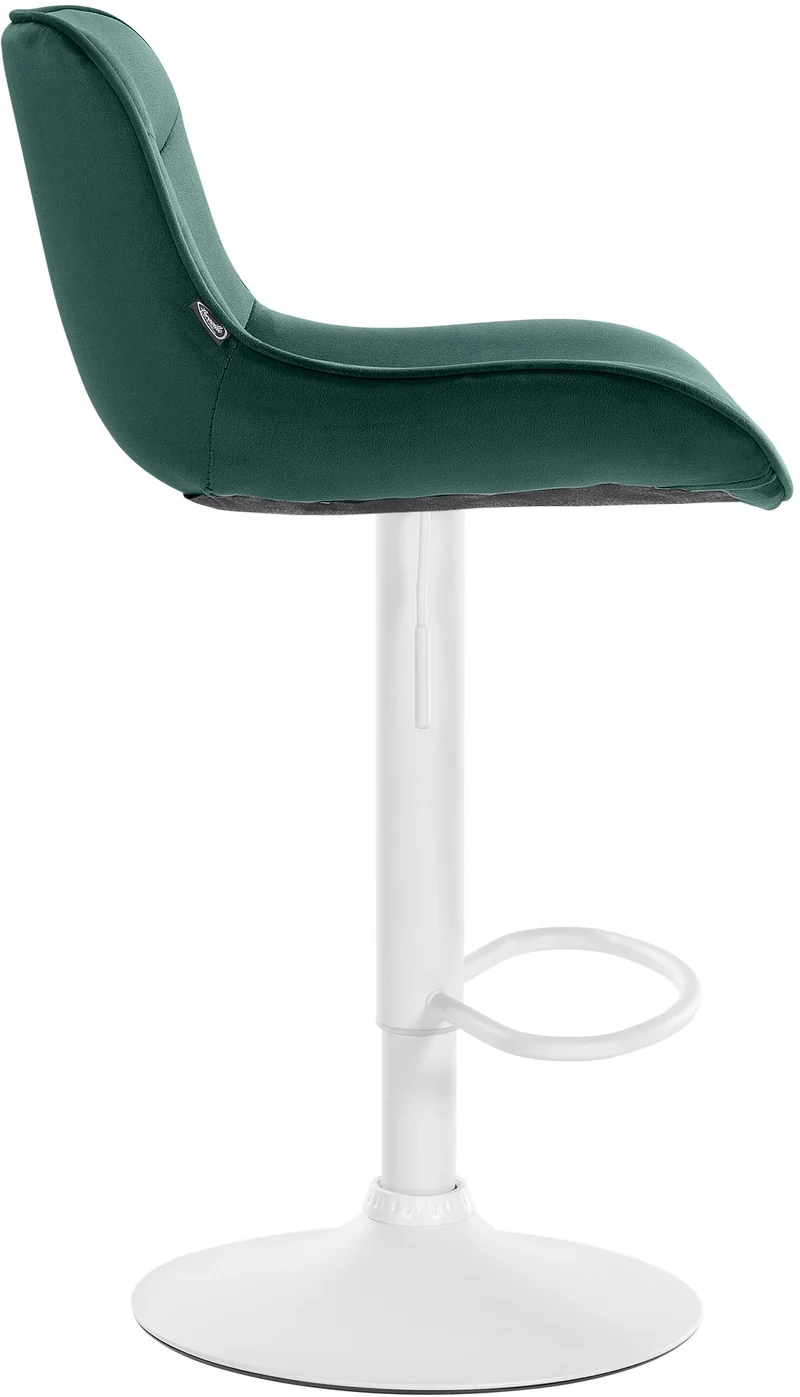 Lot de 2 tabourets de bar pivotant forme ergonomique surpiqûres décoratives en velours vert cadre en métal blanc 10_0006600