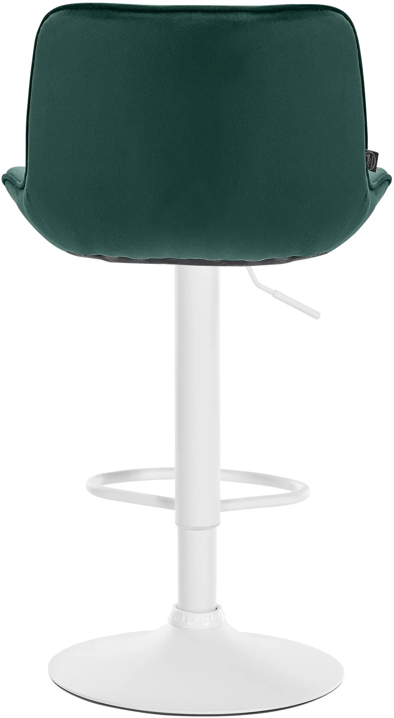 Lot de 2 tabourets de bar pivotant forme ergonomique surpiqûres décoratives en velours vert cadre en métal blanc 10_0006600