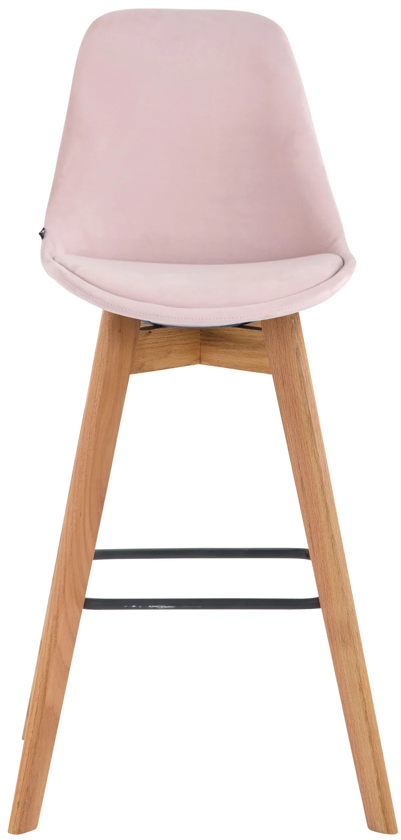 Lot de 2 tabourets de bar style scandinave avec dossier en velours rose et structure en bois naturel 10_0006358
