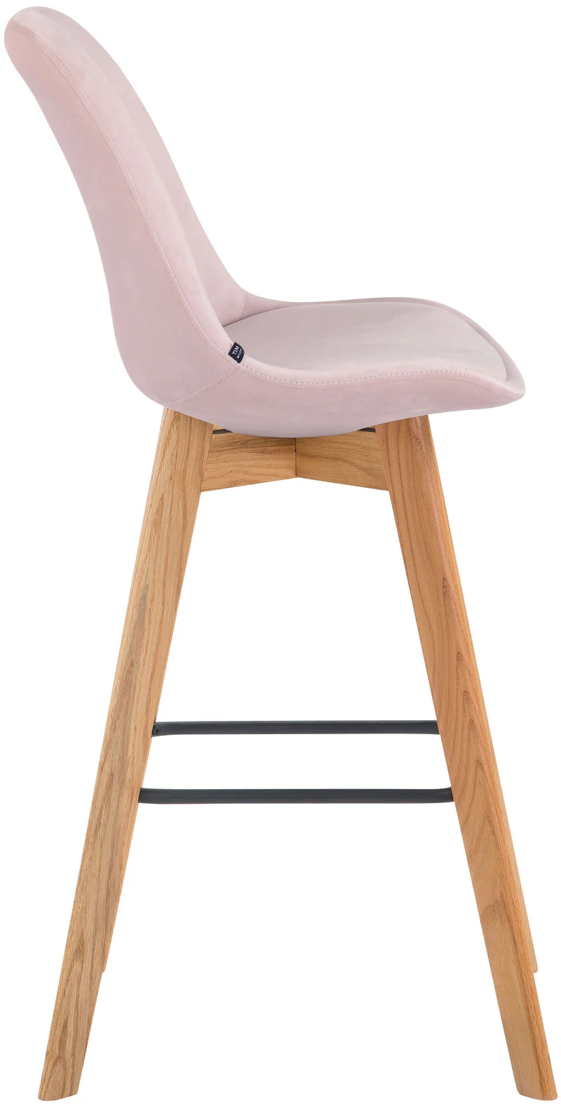 Lot de 2 tabourets de bar style scandinave avec dossier en velours rose et structure en bois naturel 10_0006358