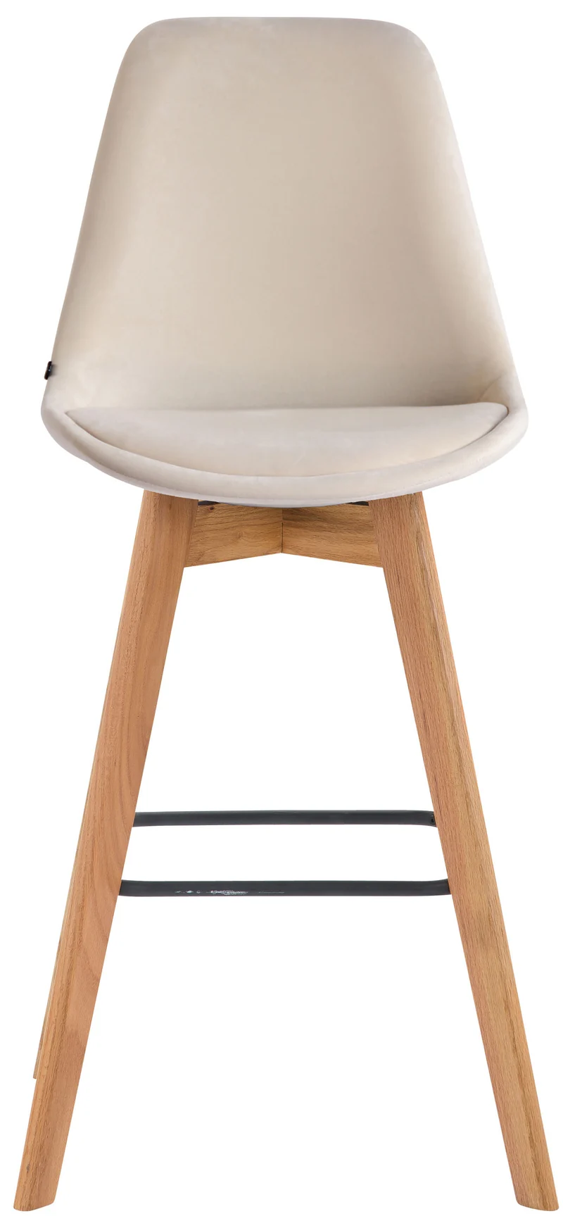 Lot de 2 tabourets de bar style scandinave avec dossier en velours crème et structure en bois naturel 10_0006071
