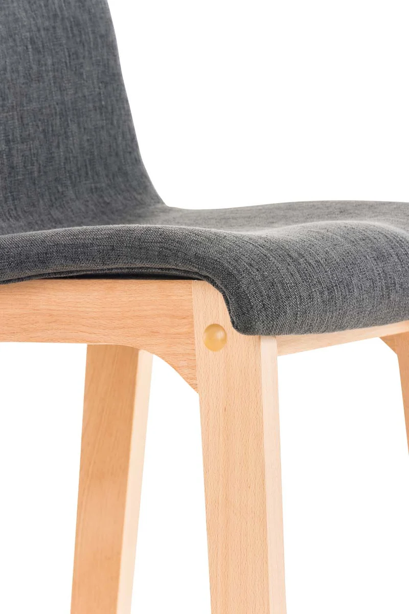 Tabouret de bar x1 avec repose-pieds structure de 4 pieds en bois assise en tissu gris foncé 10_0004973