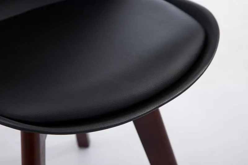 Chaise de salle à manger x1 design scandinave en PVC et plastique noir et piètement à 4 pieds en bois blanc 10_0003309