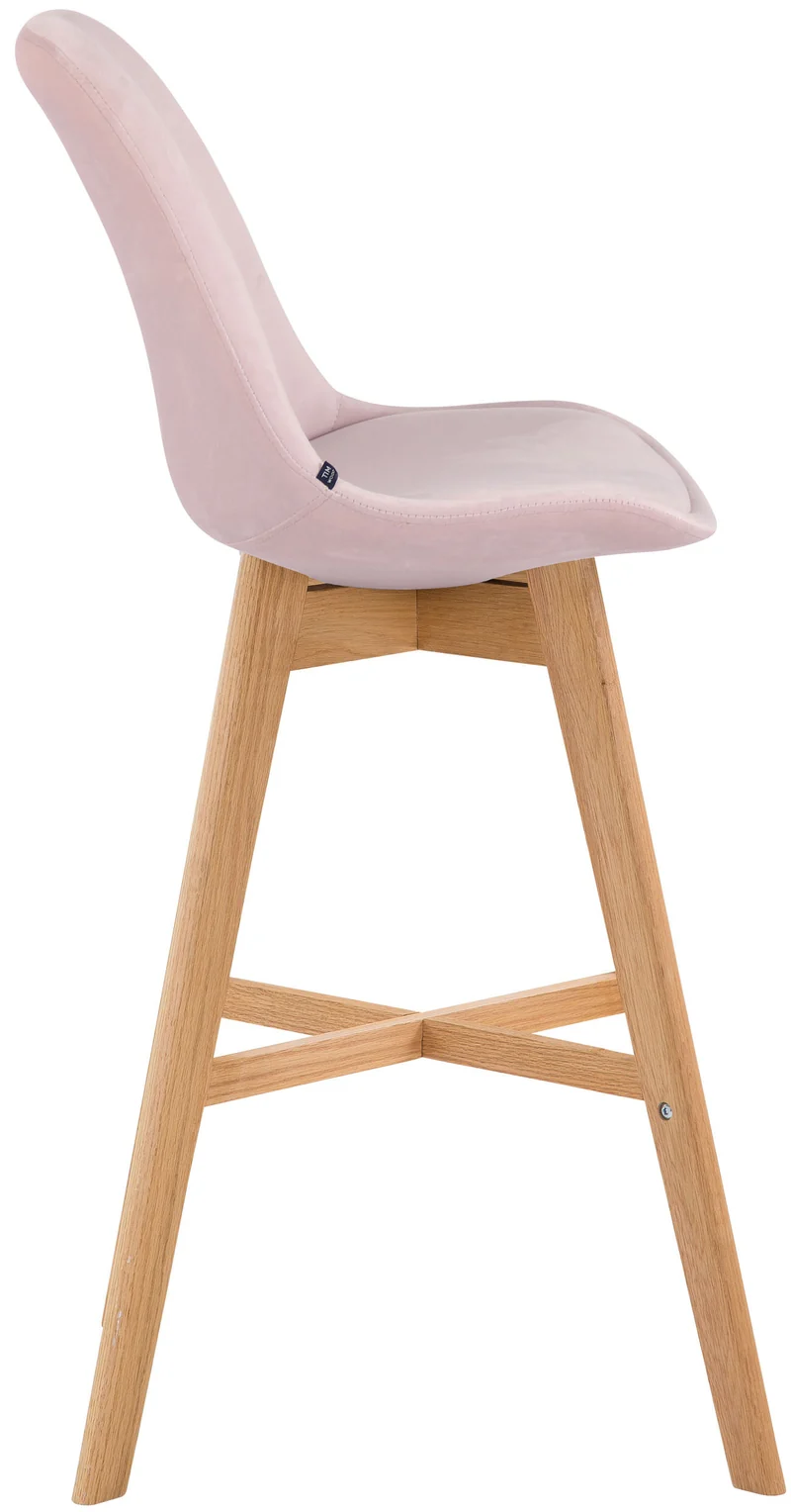 Lot de 2 tabourets de bar chaise haute design moderne en velours rose TDB10357