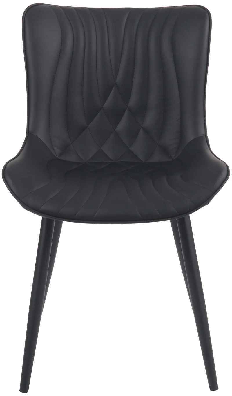 Chaise de salle à manger x1 coutures décoratives en PVC noir et pieds en métal noir 10_0002178