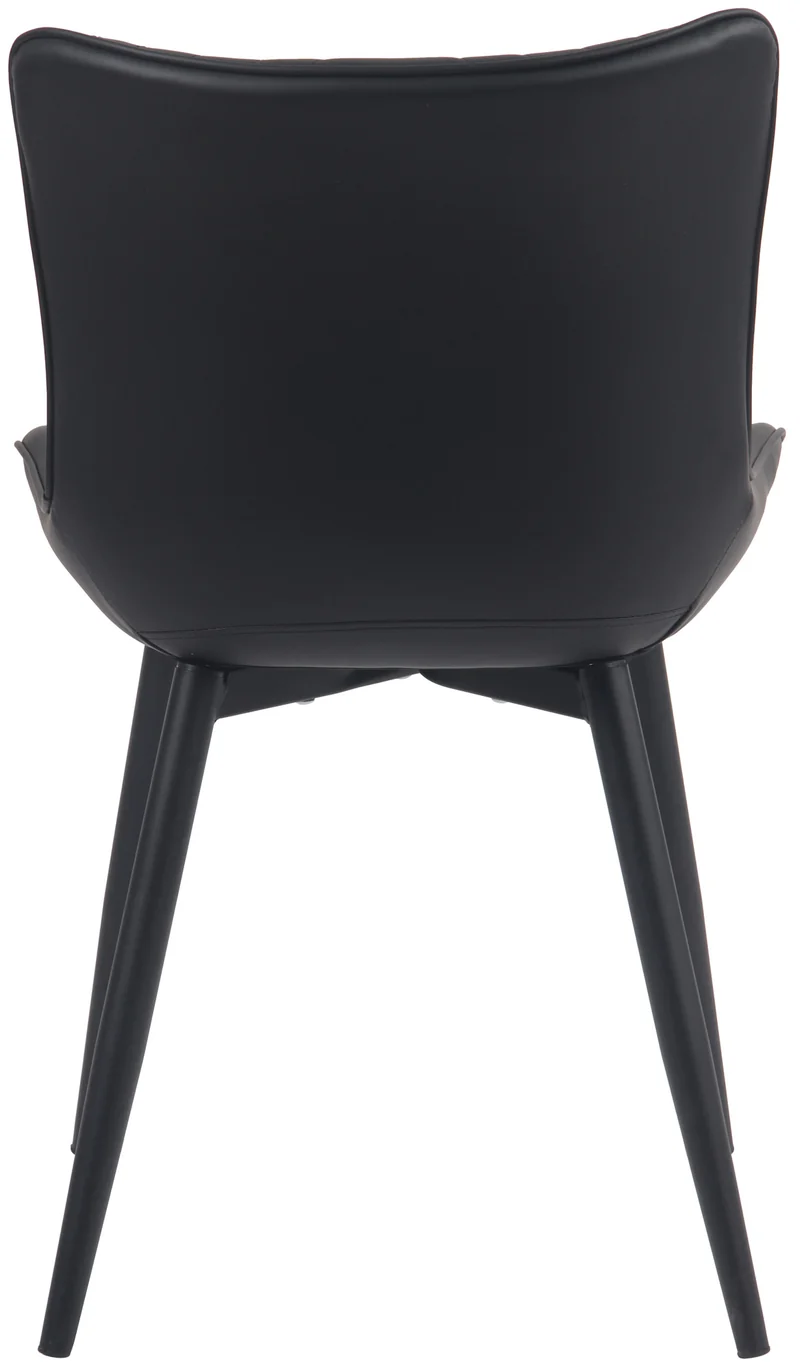 Chaise de salle à manger x1 coutures décoratives en PVC noir et pieds en métal noir 10_0002178