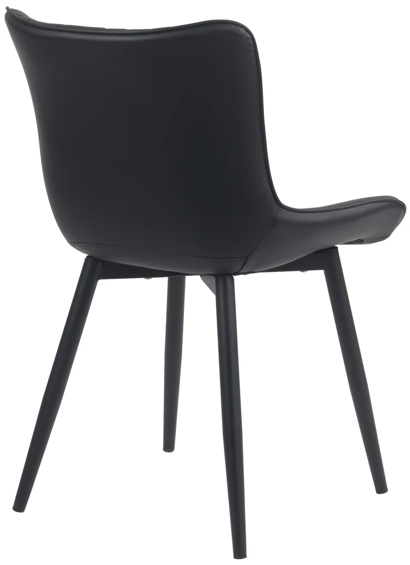 Lot de 2 chaises de salle à manger coutures décoratives en PVC noir et pieds en métal noir 10_0001673