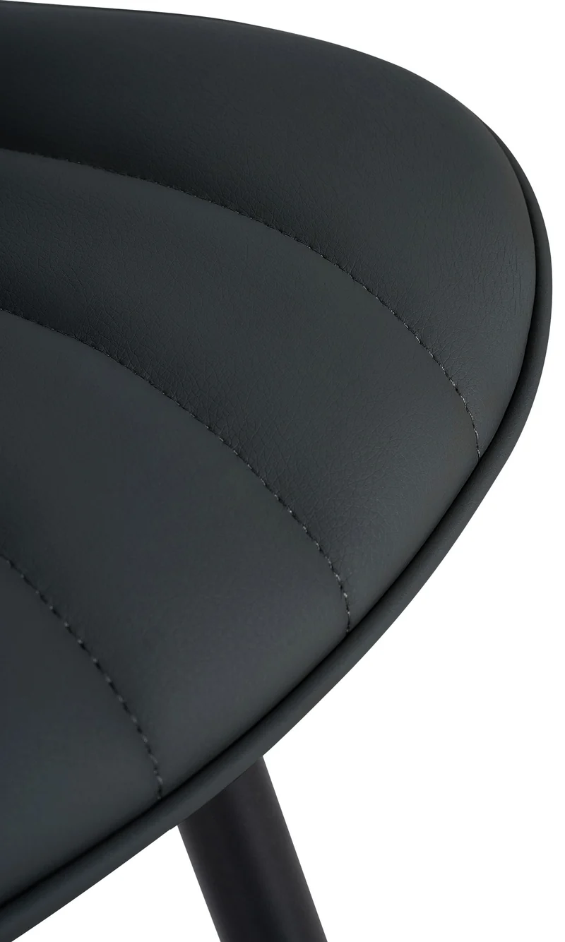 Lot de 2 chaises de salle à manger coutures décoratives en PVC noir et pieds en métal noir 10_0001673