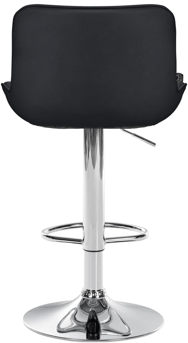 Lot de 2 tabourets de bar x1 avec coutures décoratives en PVC noir pied en trompette métal chromé 10_0004450