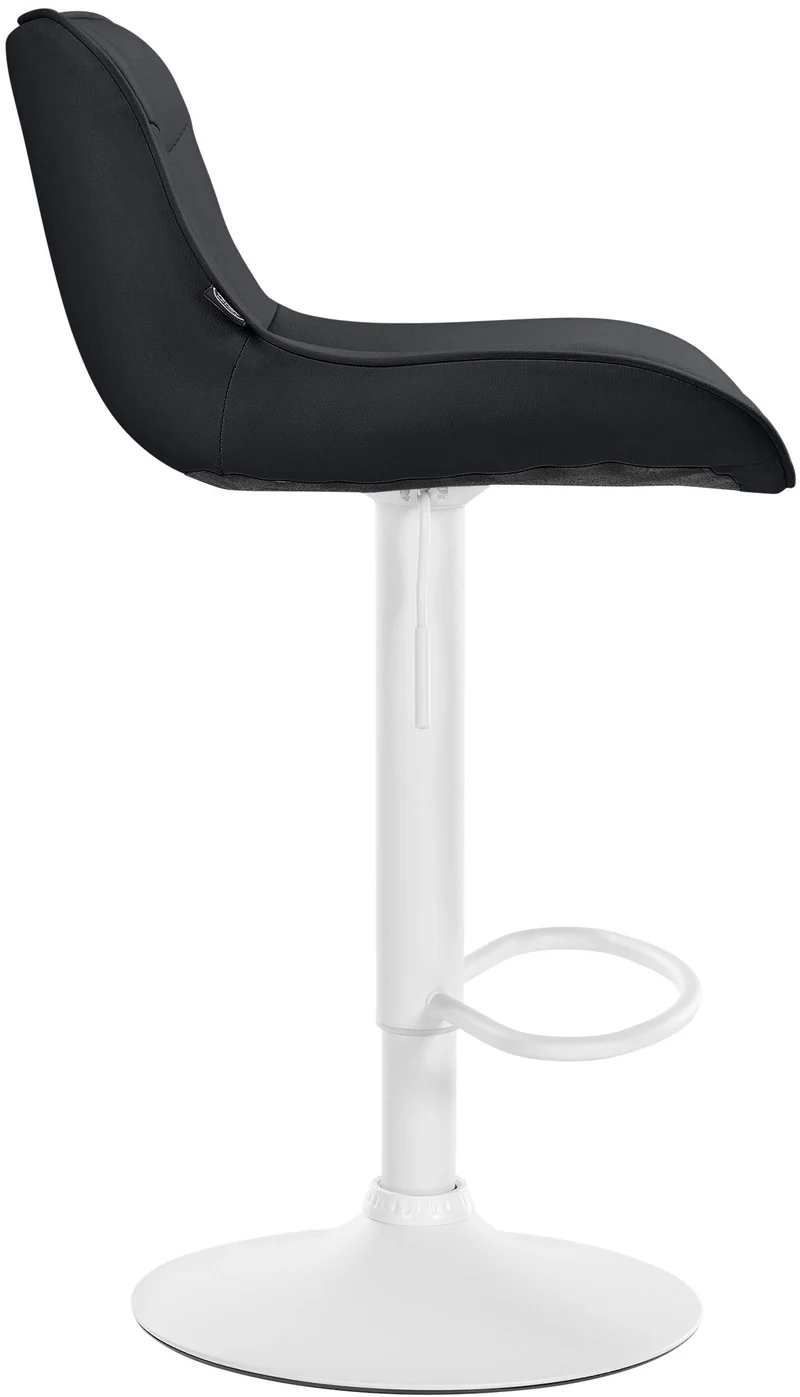 Tabouret de bar x1 pivotant forme ergonomique surpiqûres décoratives en PVC noir cadre en métal blanc 10_0005774
