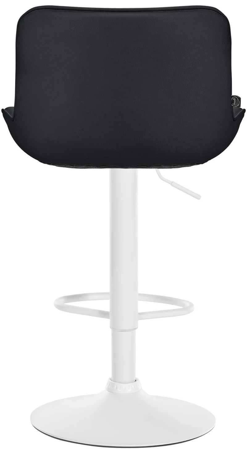 Tabouret de bar x1 pivotant forme ergonomique surpiqûres décoratives en PVC noir cadre en métal blanc 10_0005774