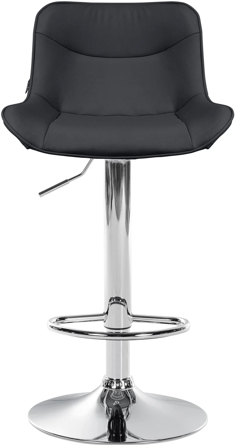Tabouret de bar x1 pivotant forme ergonomique surpiqûres décoratives en PVC noir cadre en métal chromé 10_0005761