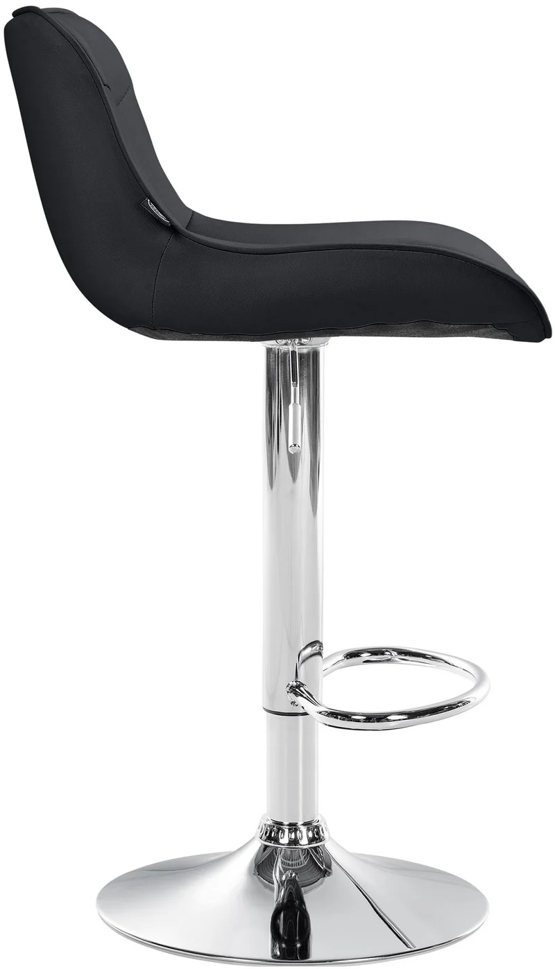 Tabouret de bar x1 pivotant forme ergonomique surpiqûres décoratives en PVC noir cadre en métal chromé 10_0005761
