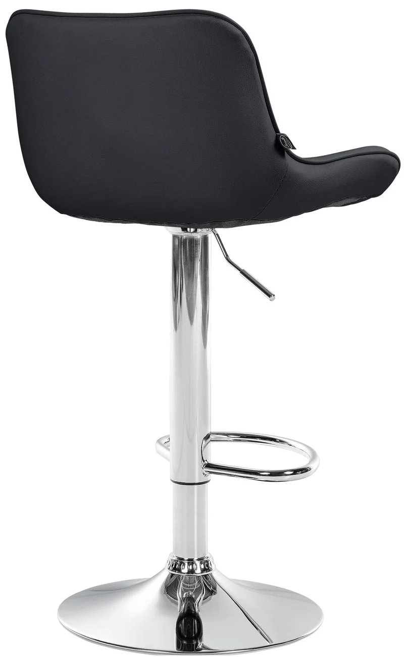 Tabouret de bar x1 pivotant forme ergonomique surpiqûres décoratives en PVC noir cadre en métal chromé 10_0005761