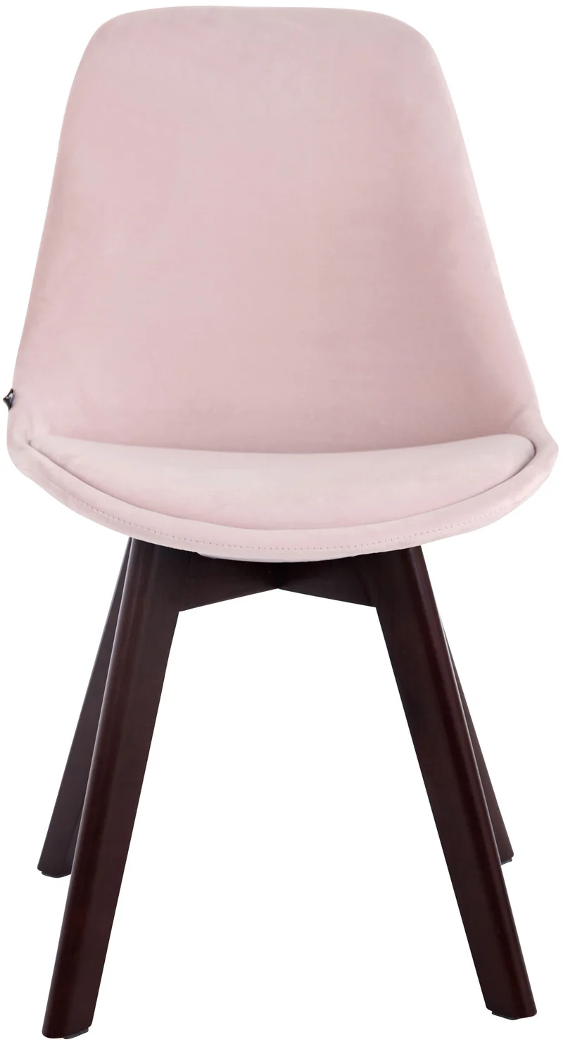 Chaise de salle à manger x1 design scandinave en velours rose et piètement à 4 pieds en bois marron 10_0003286